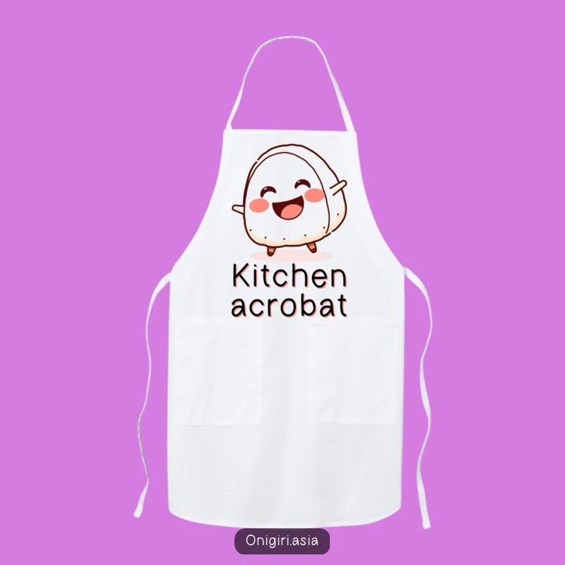 Funny Cartwheel Onigiri Apron - Crescent Smile Kitchen Wear