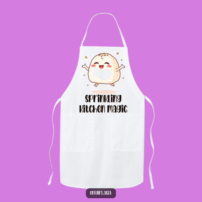 Funny Giggling Onigiri Apron: Joyful Rice Ball Kitchen Wear