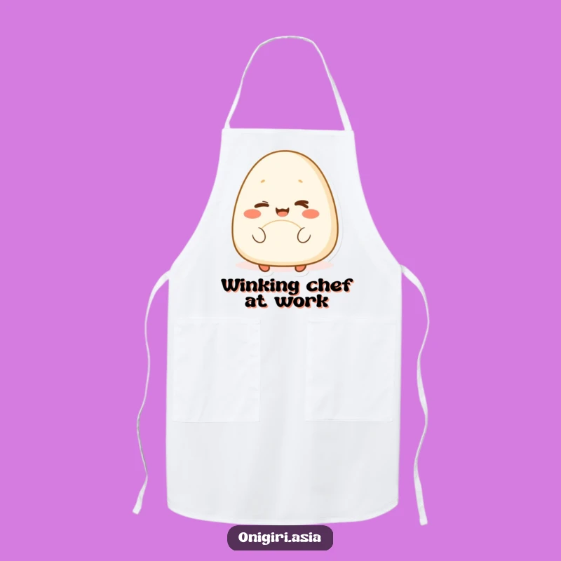 Funny Winking Onigiri Chef Apron: Cook with Culinary Comedy