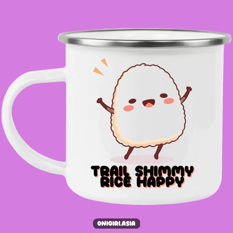 Funny Dancing Onigiri Camping Mug: Adventure-Ready Rice Ball Character Cup