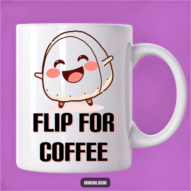 Funny Cartwheeling Onigiri Mug - Crescent Smile Joyful Gift!