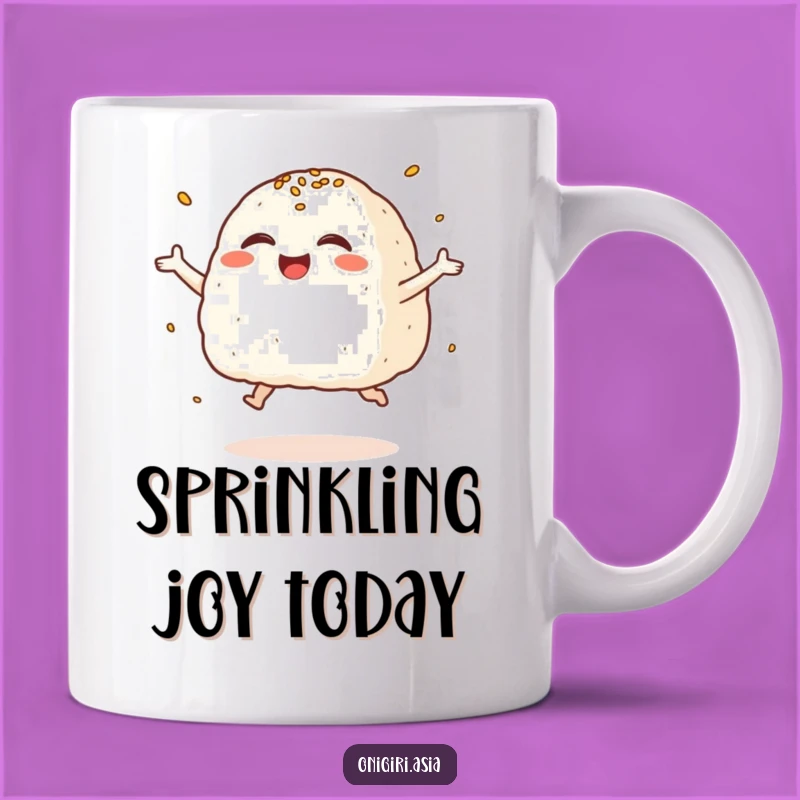 Funny Giggling Onigiri Mug: Joyful Rice Ball Character, Happy Gift