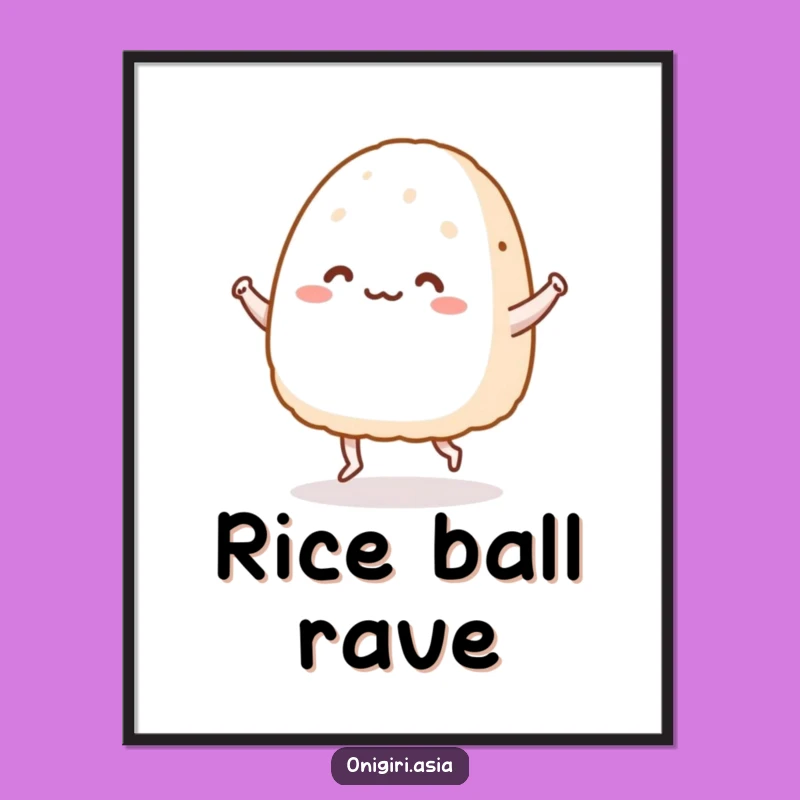 Funny Dancing Onigiri Digital Art - Joyful Foodie Wall Decor