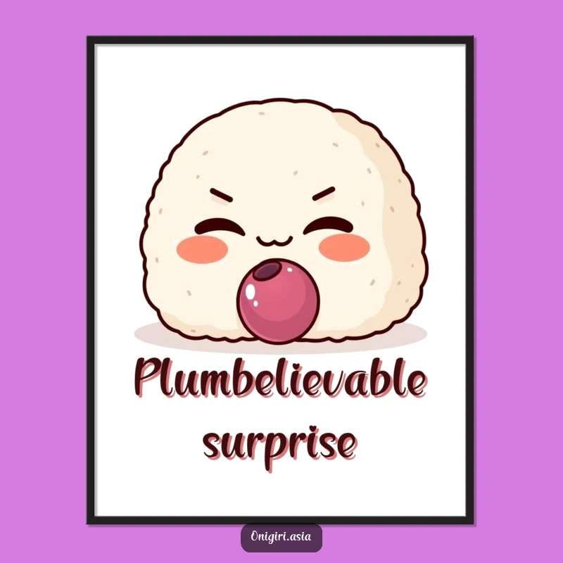 Funny Mischievous Onigiri Digital Art: Sly Rice Ball Character Print