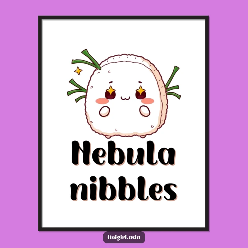 Funny Starry Eyed Onigiri Juggling Digital Art - Whimsical Wall Decor