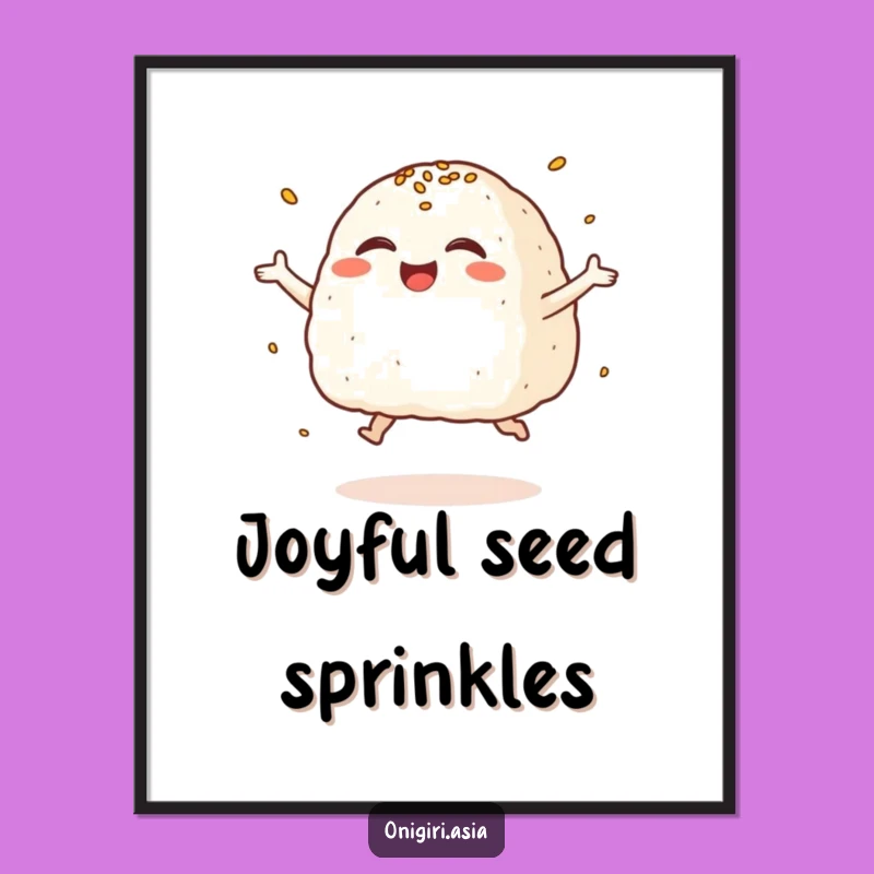 Funny Giggling Onigiri Digital Art: Joyful Rice Ball Character Print