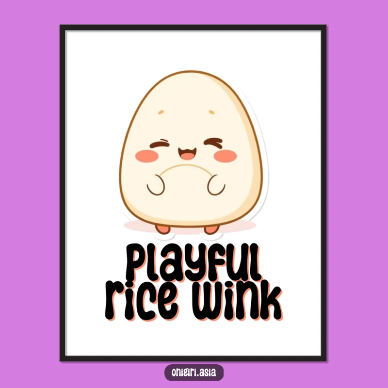 Funny Winking Onigiri Digital Art: Instant Delicious Download