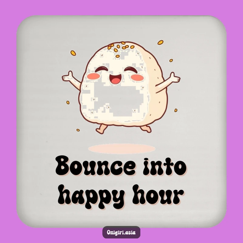 Funny Giggling Onigiri Coaster: Joyful Rice Ball Character Decor