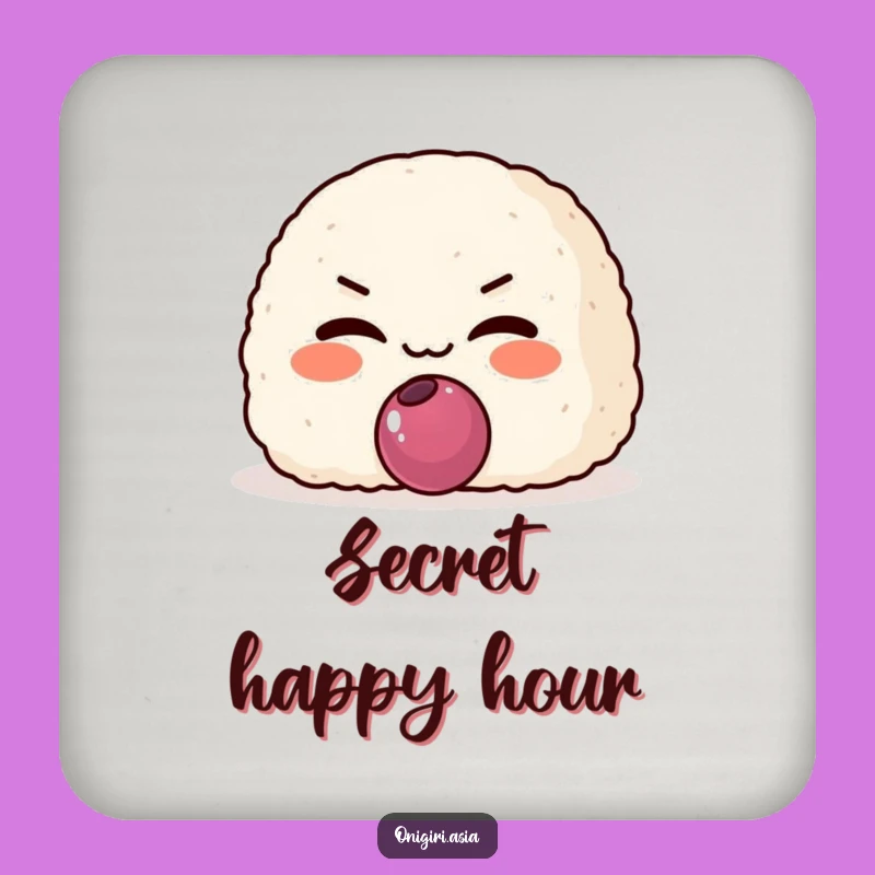 Funny Mischievous Onigiri Coaster: Sly Rice Ball Character Decor
