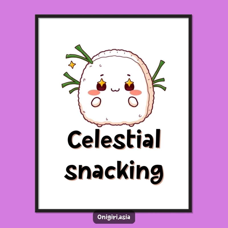 Funny Starry Eyed Onigiri Juggling Poster - Whimsical Art Gift
