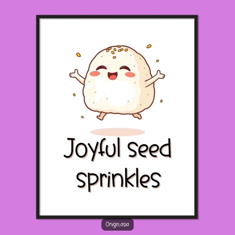 Funny Giggling Onigiri Poster: Vibrant Rice Ball Character Art