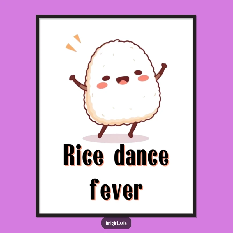 Funny Onigiri Dance Poster: Vibrant Rice Ball Character Wall Art