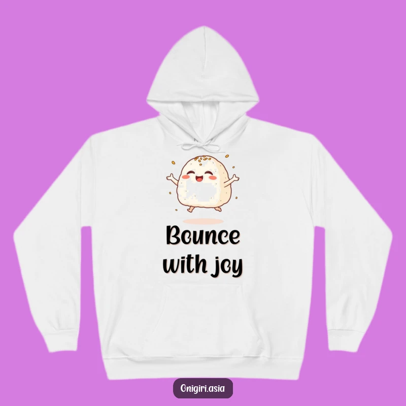Funny Giggling Onigiri Hoodie: Cozy Joyful Rice Ball Character