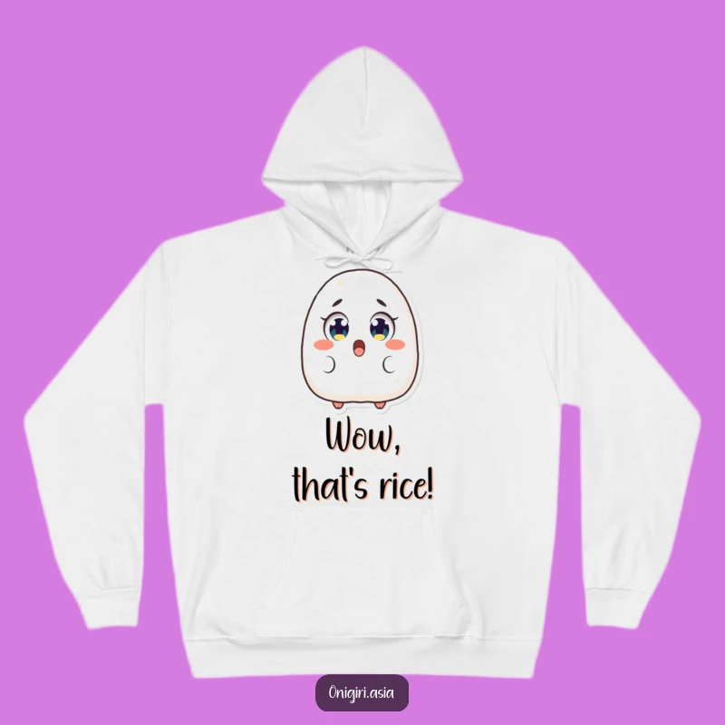 Funny Surprised Onigiri Hoodie: Cozy Shocked Rice Ball Character