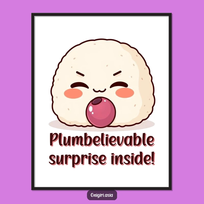 Free Printable Funny Wall Art: Mischievous Onigiri with Plum Filling!