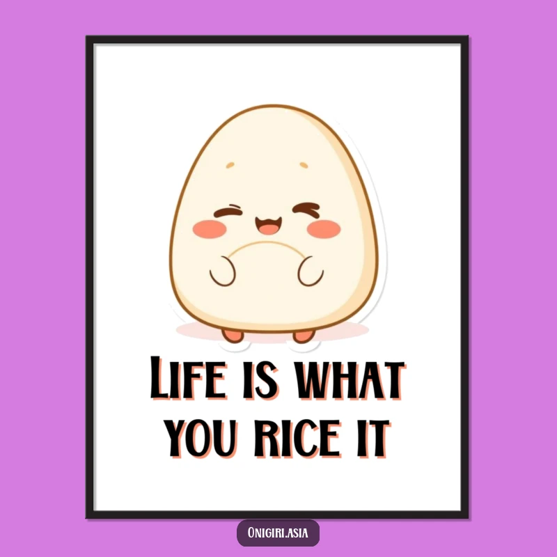 Funny Free Printable Wall Art: Winking Onigiri - Whimsical Downloadable Decor