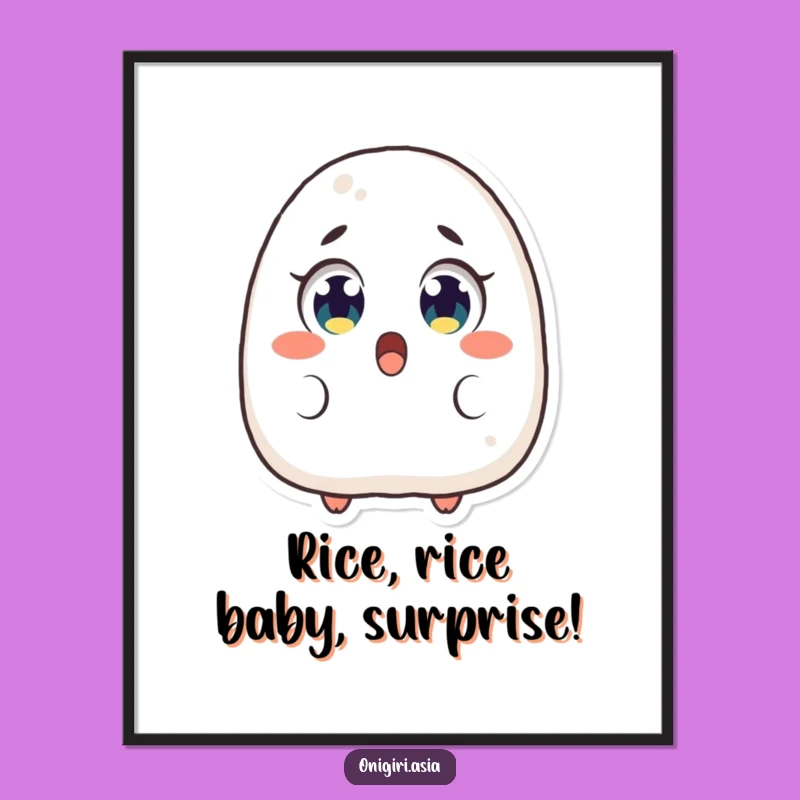 Free Printable Funny Wall Art: Surprised Onigiri Rice Ball with Big Eyes!