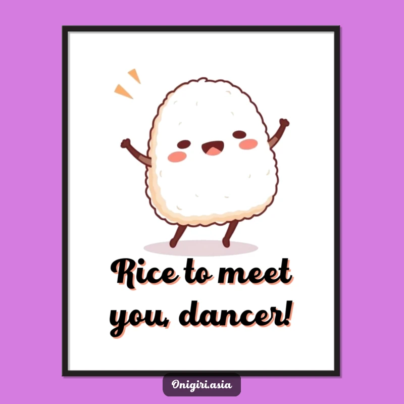 Free Printable Funny Wall Art: Dancing Onigiri Rice Ball in Joyful Motion!