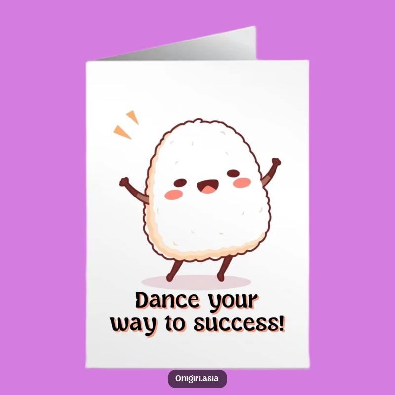 Free Printable Congrats Card: Silly Dancing Onigiri Celebrates Your Success!