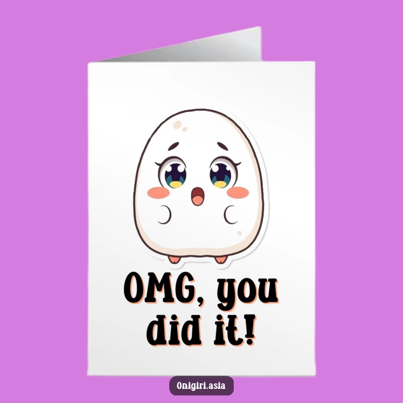 Free Printable Congrats Card: Surprised Onigiri Amazed by Your Success!