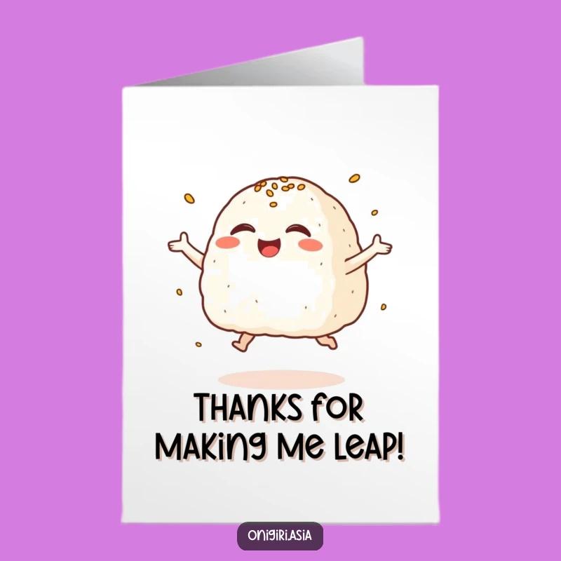 Free Printable Thank You Card: Giggling Onigiri Leaps with Thanks!