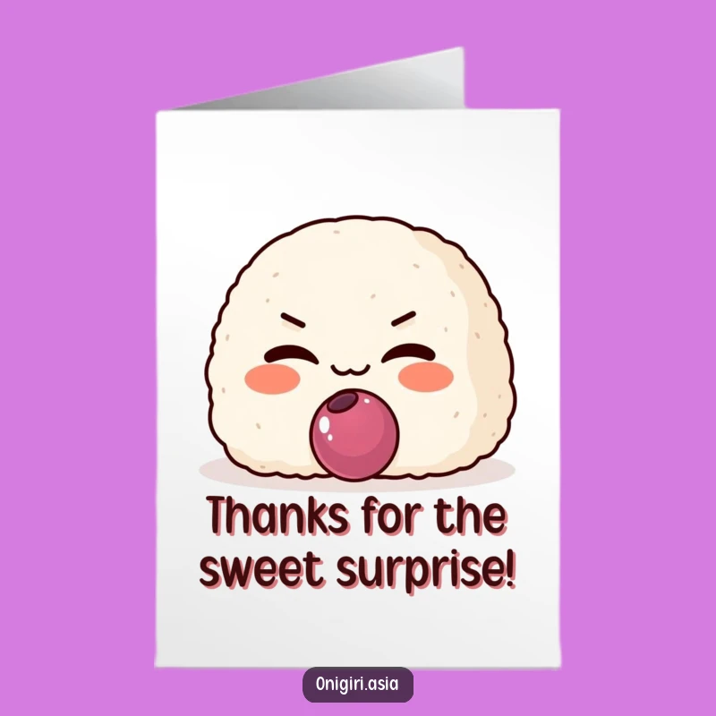Free Printable Thank You Card: Mischievous Onigiri Offers Plum Thanks!