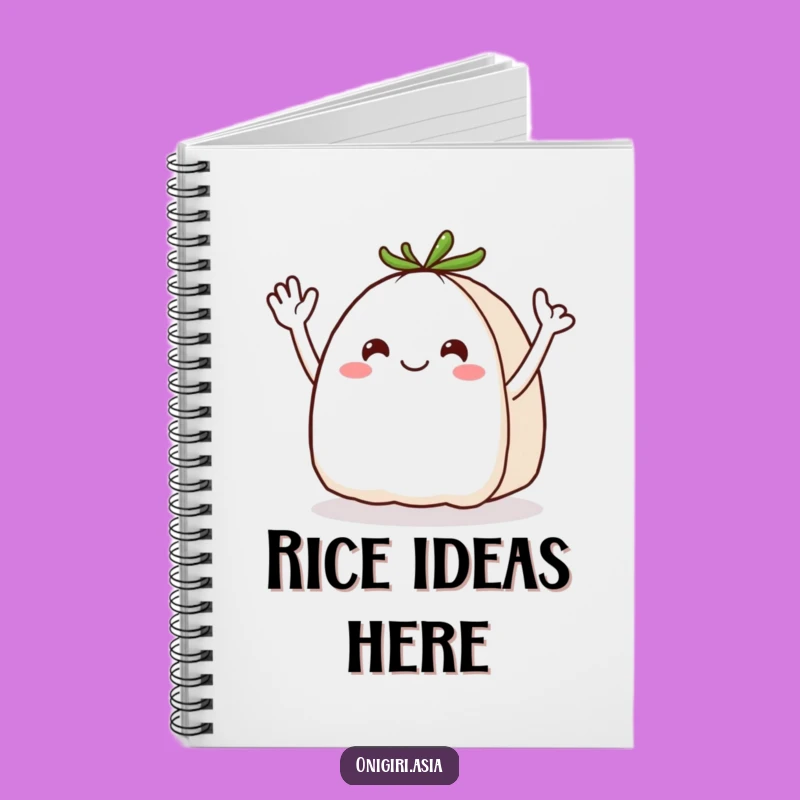 Funny Waving Onigiri Notebook: Jot Down Ideas with a Cheerful Rice Ball's Hello!