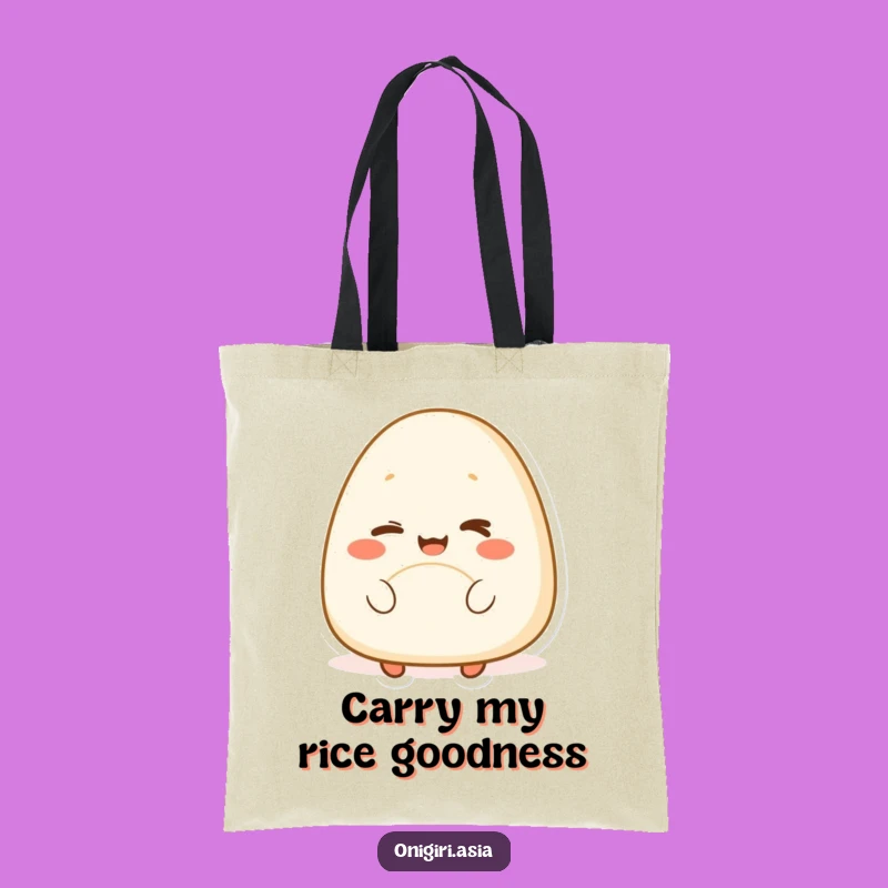 Funny Winking Onigiri Tote Bag: Carry Your Snacks with Sass