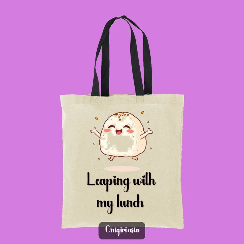 Funny Giggling Onigiri Tote Bag: Joyful Rice Ball Carry-All